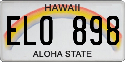HI license plate ELO898