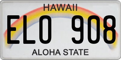 HI license plate ELO908