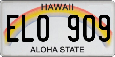 HI license plate ELO909