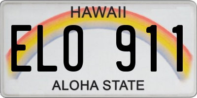 HI license plate ELO911