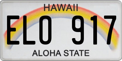 HI license plate ELO917