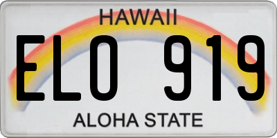 HI license plate ELO919