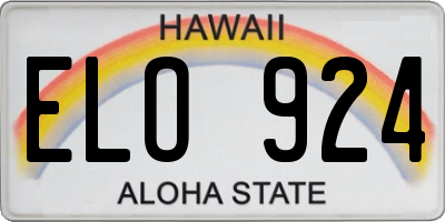 HI license plate ELO924