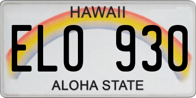 HI license plate ELO930