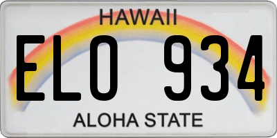 HI license plate ELO934
