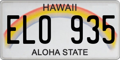 HI license plate ELO935
