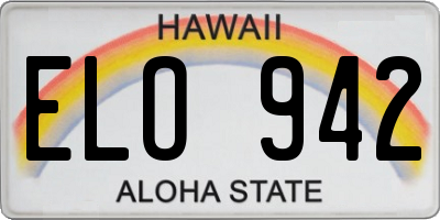 HI license plate ELO942