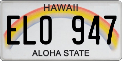 HI license plate ELO947