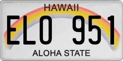 HI license plate ELO951
