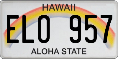 HI license plate ELO957