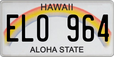 HI license plate ELO964