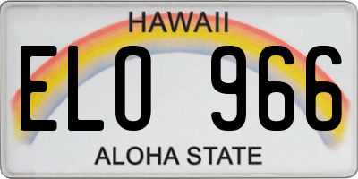 HI license plate ELO966