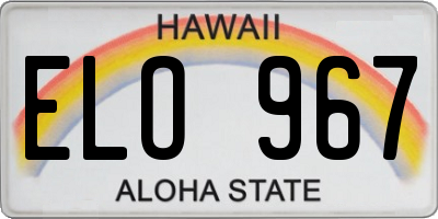 HI license plate ELO967