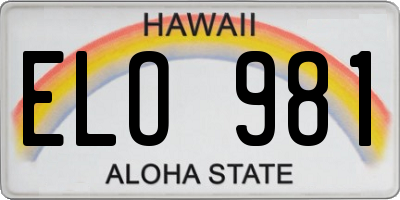 HI license plate ELO981