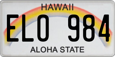 HI license plate ELO984