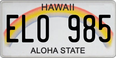 HI license plate ELO985