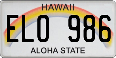 HI license plate ELO986