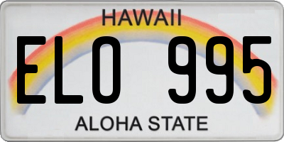 HI license plate ELO995