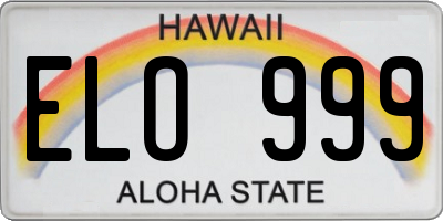HI license plate ELO999
