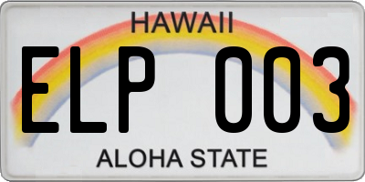 HI license plate ELP003