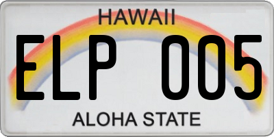 HI license plate ELP005