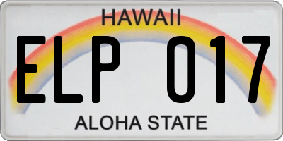 HI license plate ELP017