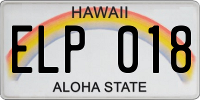 HI license plate ELP018
