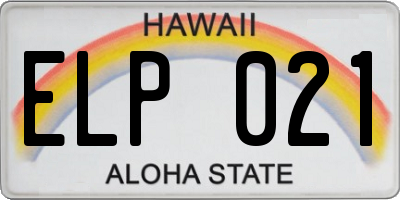 HI license plate ELP021