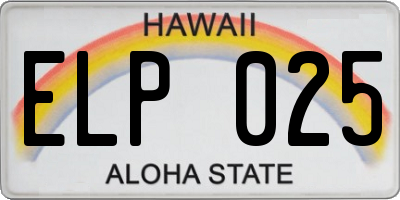 HI license plate ELP025