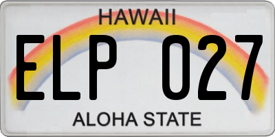 HI license plate ELP027