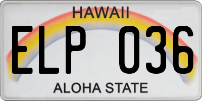 HI license plate ELP036