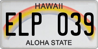 HI license plate ELP039
