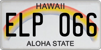 HI license plate ELP066