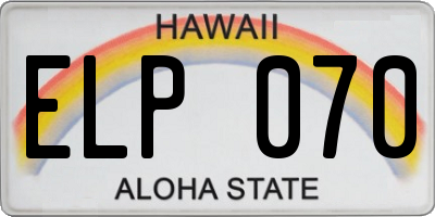 HI license plate ELP070