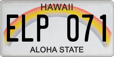 HI license plate ELP071