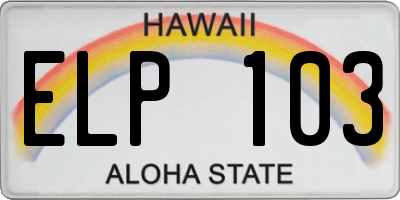 HI license plate ELP103