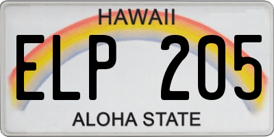 HI license plate ELP205