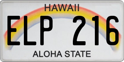 HI license plate ELP216