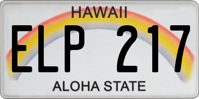 HI license plate ELP217