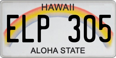 HI license plate ELP305