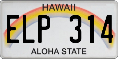 HI license plate ELP314