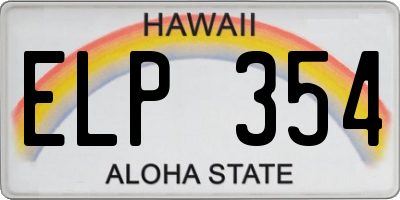 HI license plate ELP354