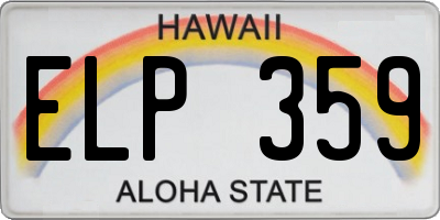 HI license plate ELP359