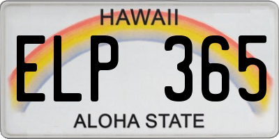 HI license plate ELP365