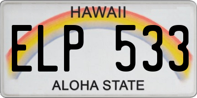 HI license plate ELP533
