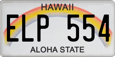 HI license plate ELP554
