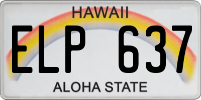 HI license plate ELP637