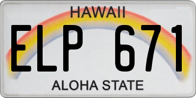 HI license plate ELP671