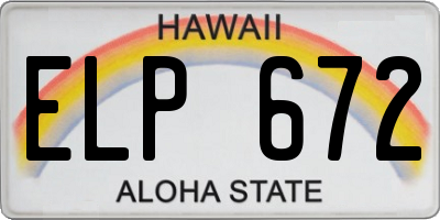HI license plate ELP672