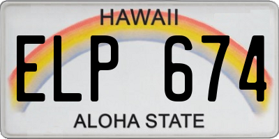 HI license plate ELP674